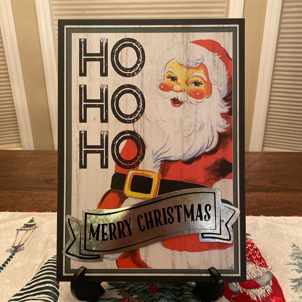 Vintage ThrowBack Retro Rustic Christmas Santa Claus “Ho Ho Ho" Wall Decor Sign
